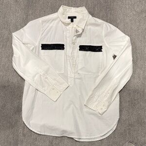 J Crew 100% cotton beaded popover blouse